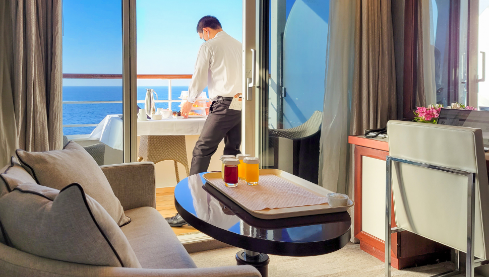 Room service aboard a cruise ship