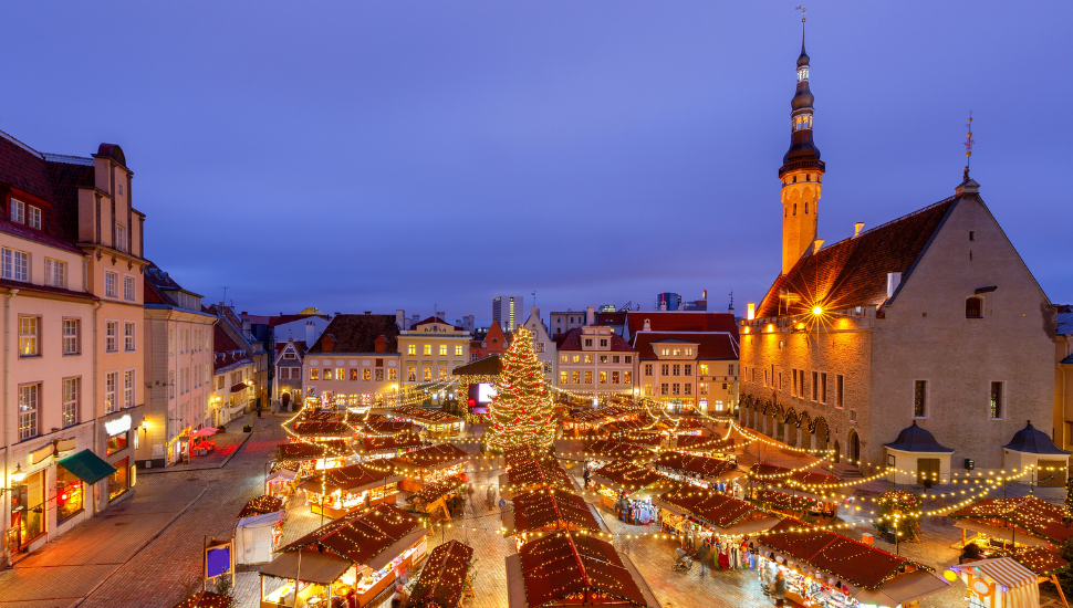 Tallinn. Town Hall Square at Christmas