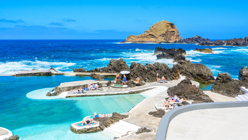 Natural volcanic swimming lagoon pools at Porto Moniz, Madeira