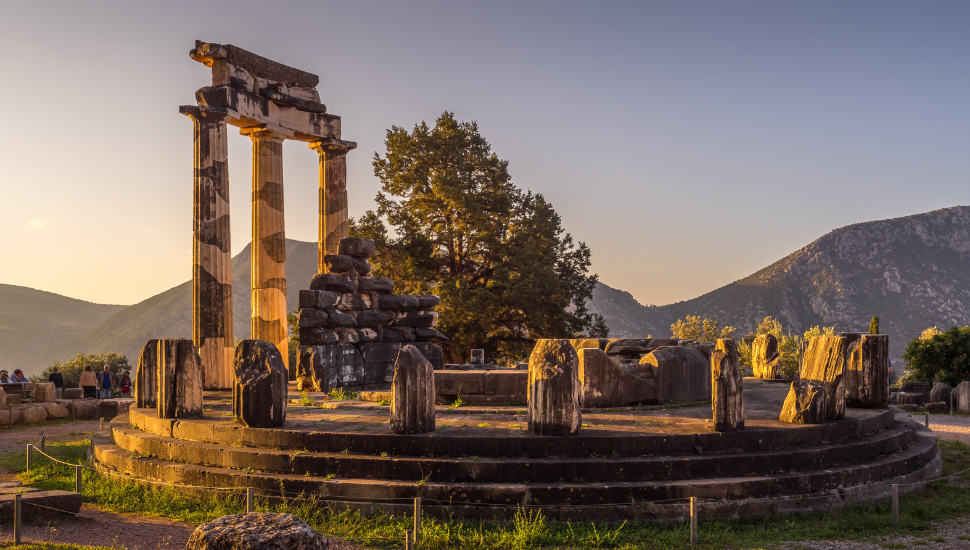 Temple of Athena Pronaia in ancient Delphi, Greece