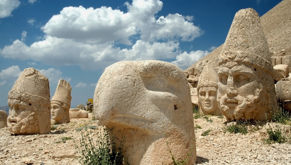 Monumental god heads on mount Nemrut, Turkey