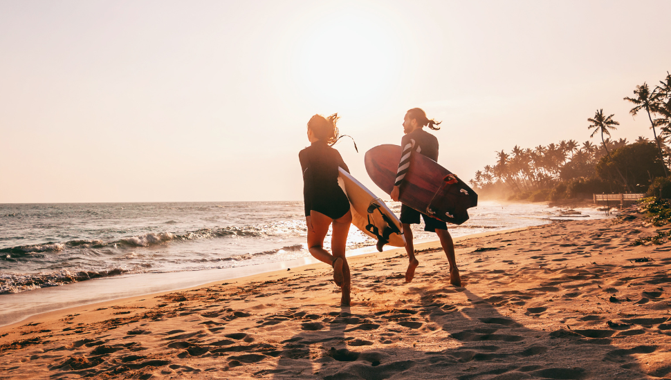 Surfing at Arugam Bay Beach, Sri Lanka