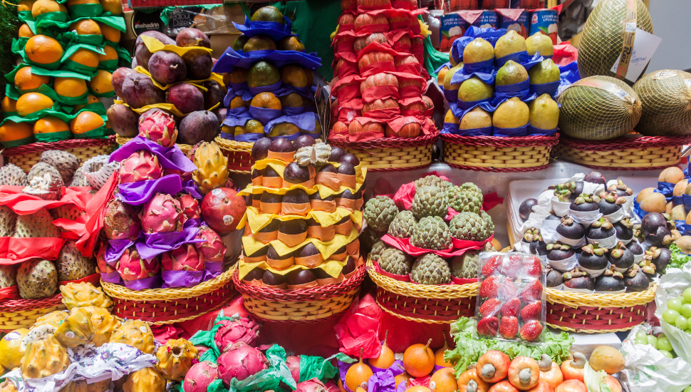 Fruit stall at market in Sao Paolo, Brazil