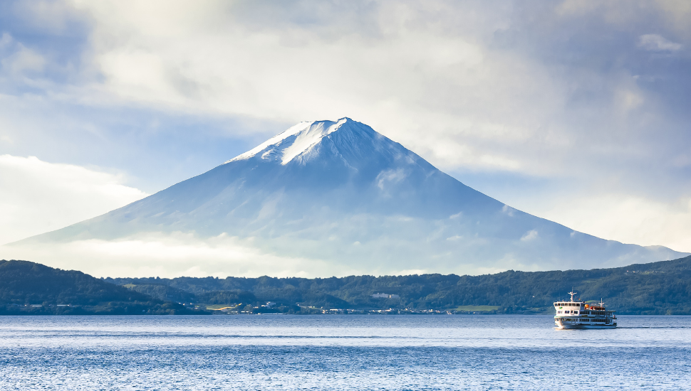 Cruising at Kawaguchi Lake with Fuji Mount background