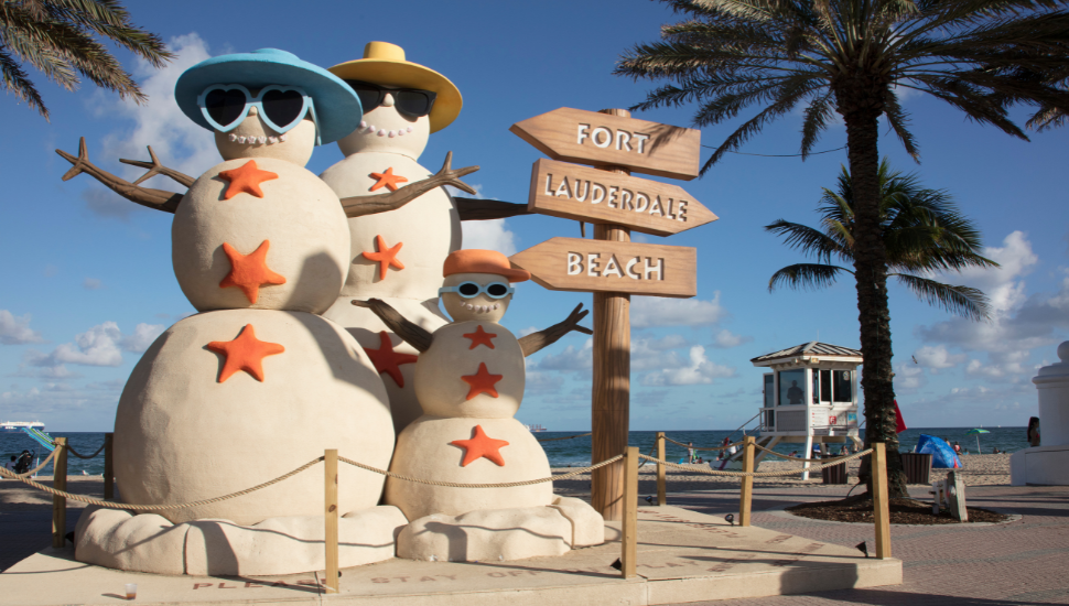 Sand Snowmen at Fort Lauderdale, Florida