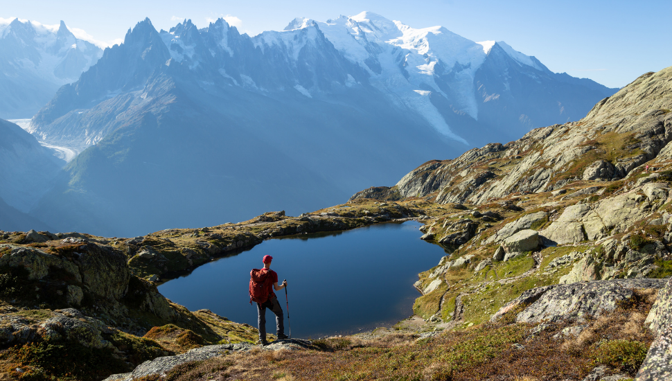 Hiker navigating the Tour Du Mont Blanc