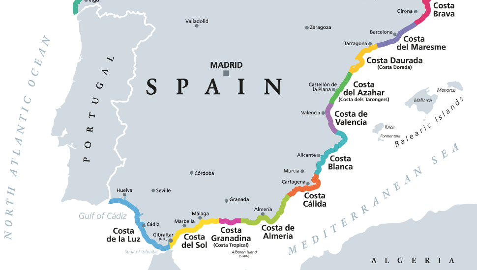 Map of Spain's Southern Costa's