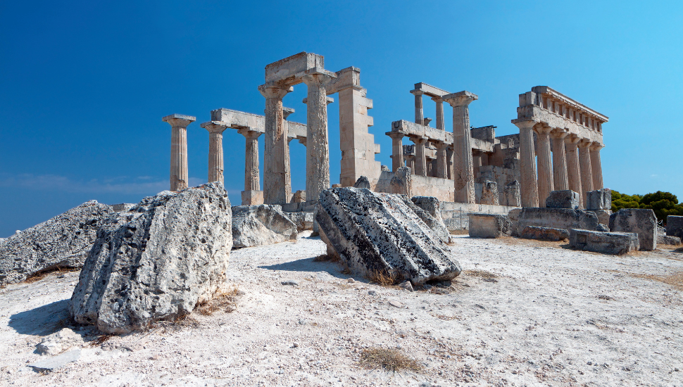 Temple of Aphaea Athina at Aegina island in Greece