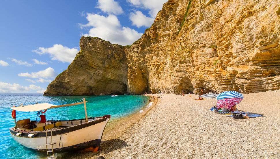 Boat on Paradise Beach, Corfu, Greece