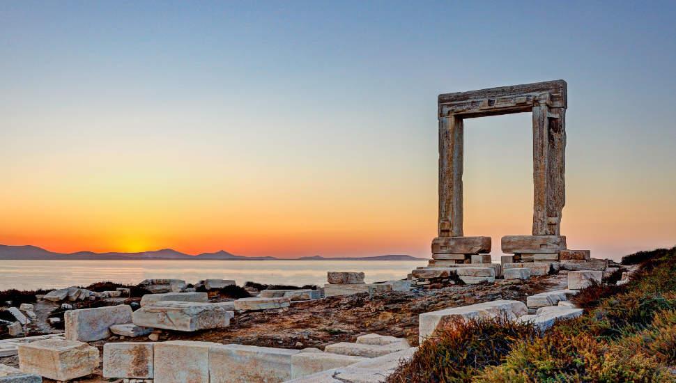 Sunset in Portara, Naxos, Greece