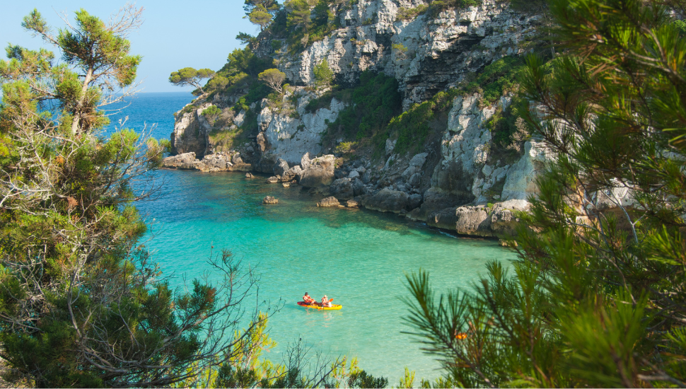 Canoe in the Bay of Macarelleta, Menorca