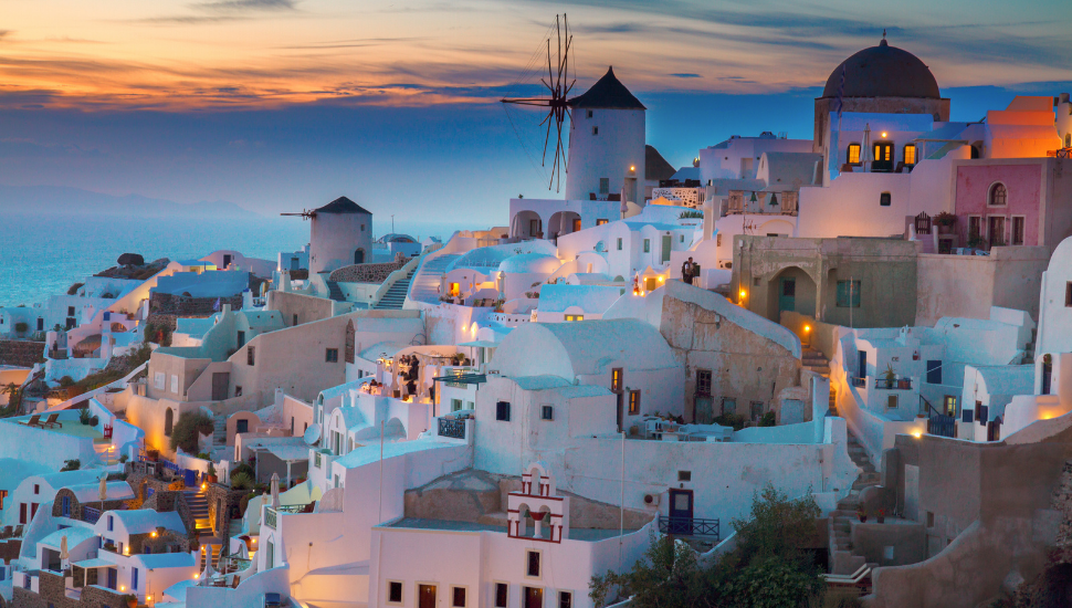 Oia village at night, Santorini