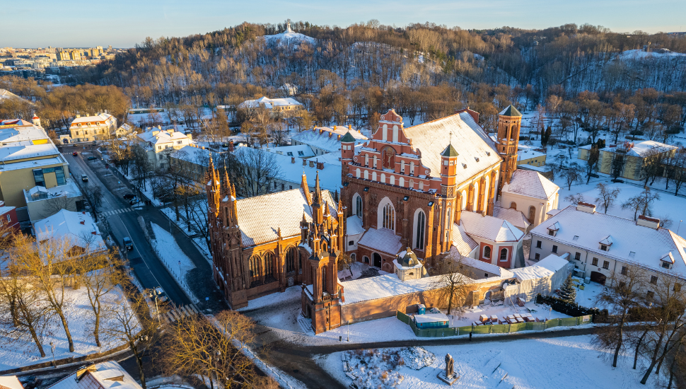 Snowy Vilnius old town, Lithuania